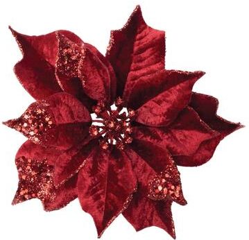 Melrose International Jeweled Poinsettia Flower Clip (Set of 6)