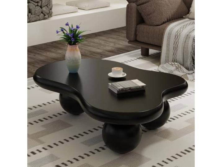 FeiZhiYanS Moderner Couchtisch „Cloud (117 cm) mit 3 Kugelbeinen Einzigartiger, ausgefallener Couchtisch, ungewöhnliches, flaches Design, einfache Montage, für kleine Wohnzimmer