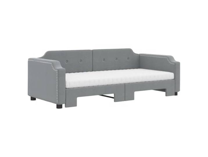 KTHLBRH Ausziehbares Schlafsofa hellgrau 100 x 200 Stoff 2 Schaumstoffmatratzen, Gestell aus Holz und Metall, 2 in 1 Doppelbett
