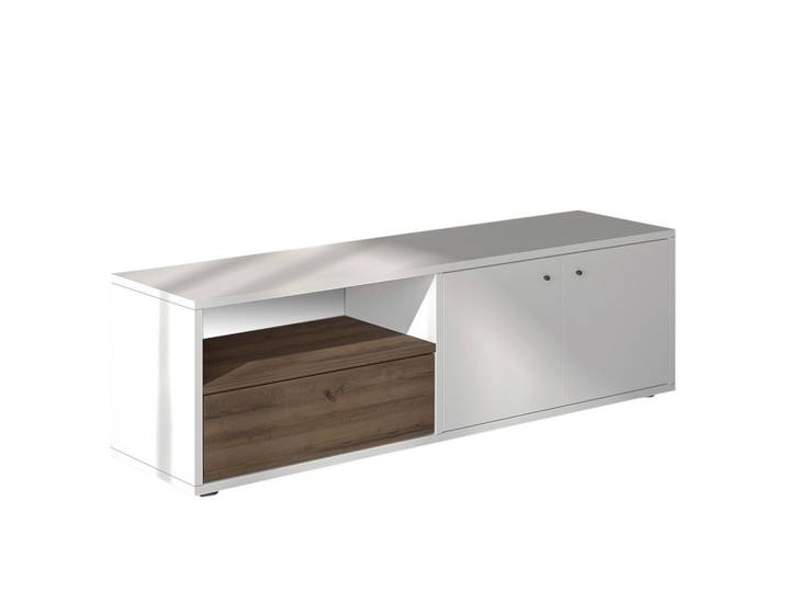 Livetastic Lowboard, Weiß, Eichefarben, 35x42x136 cm, Wohnzimmer, TV Möbel, Lowboards