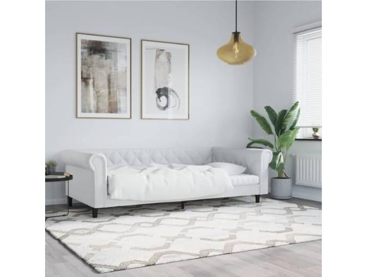 WDGJJFECNMUEHI Kunstleder 2 in 1 Sofa Schlafplatz Weiß 100 x 200 cm Tagesbett Weiß 100x200 cm Kunstleder Schlafsofa Gästebett mit Liegefläche Metallgestell Modernes Design Daybed für Wohnzimmer