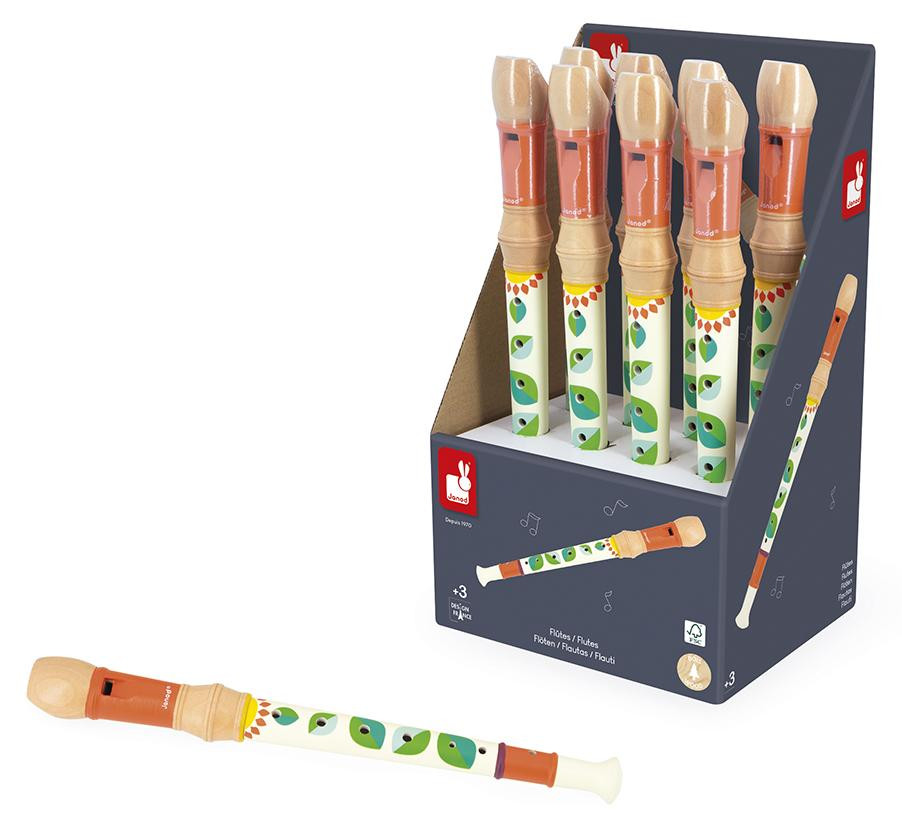 Janod houten blokfluit Gioia - kleurrijk muziekinstrument voor kinderen