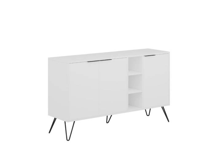 Buffet 3 niches et 3 portes - l142 cm - blanc