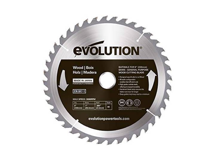 Evolution Power Tools Houten hardmetalen blad, 230 mm