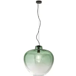 Perenz Pendelleuchte 10S46667 VE, mundgeblasenes Glas, verspiegelte grüne Oberfläche, mattschwarzer Metallrahmen, E27, modernes Design