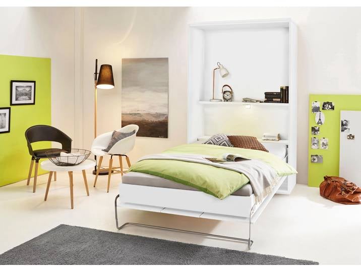 Schrankbett PRIESS Ancona Schrankklappbett Jugendbett Klappbett Wandbett , weiß, H:211cm, Schrankbetten, mit Lattenrost, Regal und LED-Beleuchtung, in 3 Breiten