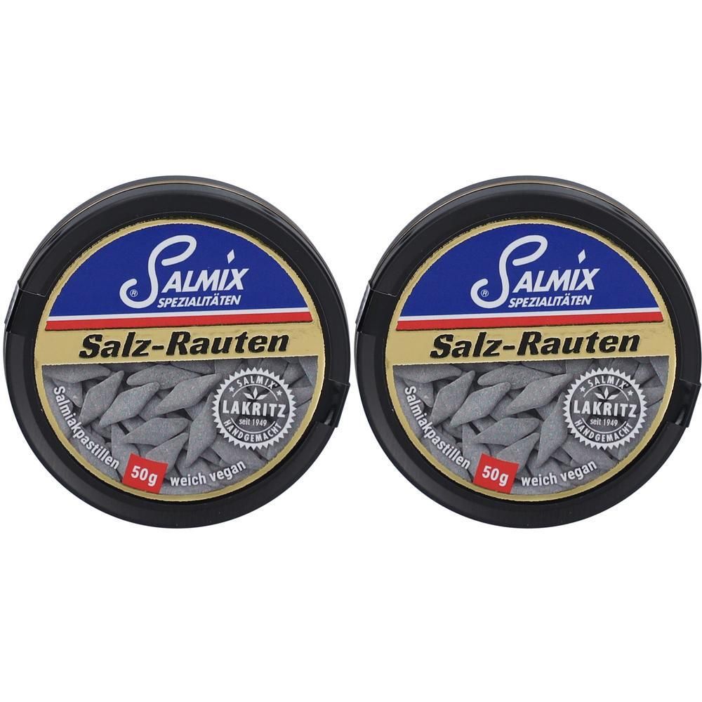 Salmix Salmiakpastillen Salz-Rauten weich vegan 2x 2x50 g Pastillen