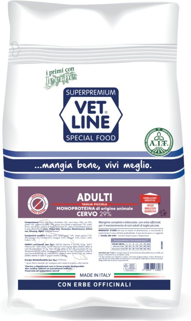 Vetline Vet Line Cervo per Cani Adulti di Piccola Taglia Monoproteico 800 gr