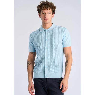 Cardigan LINDBERGH "Cardigan (Kurzarm) Relaxed Fit", Herren, Gr. M, blau (sky blau), Obermaterial: 100% Baumwolle, Strickjacken