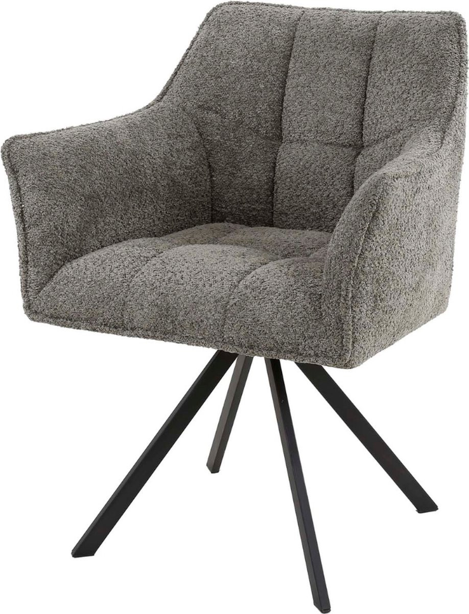 Fraaai Ramon draaibare eetkamerstoel met armleuningen - Boucle - Taupe