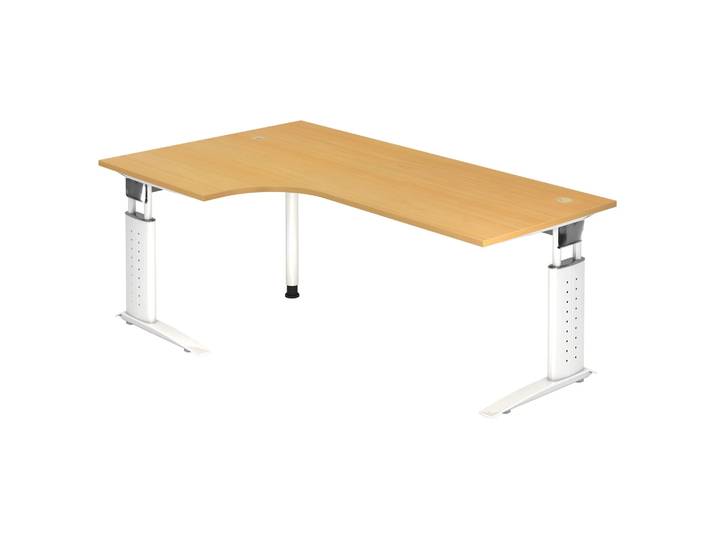 UNDA 82 W Schreibtisch 200 x 120 höhenverstellbar Buche/Weiß