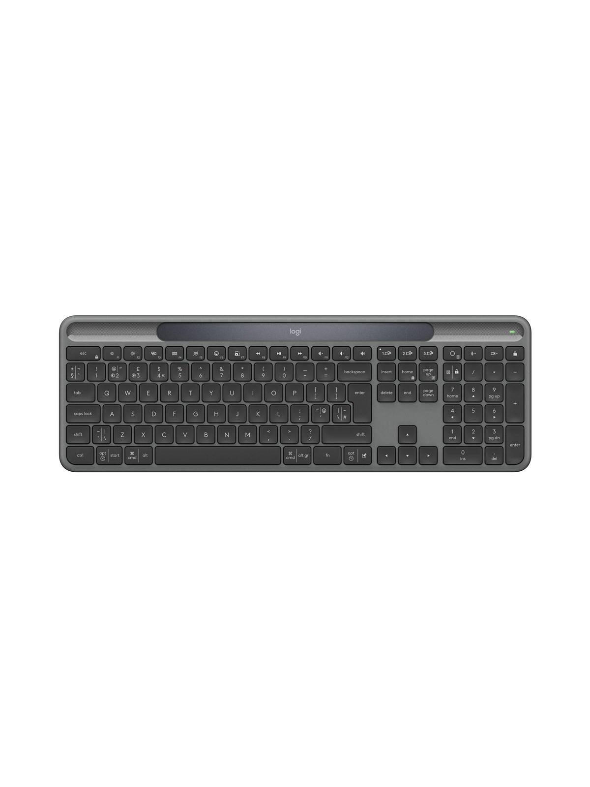 Logitech K980 Signature Slim Solar+ for Business - Tastatur - Full-Size - Englisch (UK) - Grau