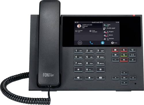 Auerswald COMfortel D-400 Schnurgebundenes Telefon, VoIP Anrufbeantworter, Freisprechen, PoE, Headsetanschluss Touch-Farbdisplay Schwarz