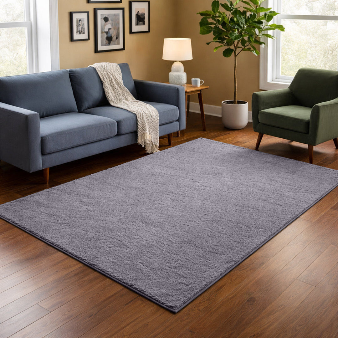 Fairmont Park Luxurious Fluffy High-pile Living Room Large Area Rug Grey Rectangle 200 x 290 cm