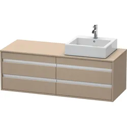 Duravit Ketho Konsolenwaschtischunterbau wandhängend, 1400x496x550 mm, 4 Schubkästen, für Aufsatzbecken, Position rechts, KT6657R7575, Farbe: Leinen Dekor