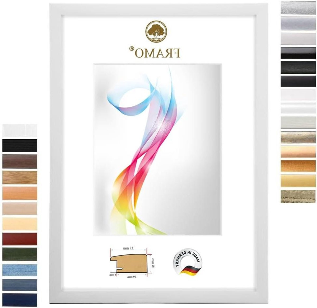 Witte houten fotolijst met acrylglas voor poster decoratie, 18 x 32 cm