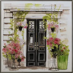 Gemälde ROMANTIC TOWNHOUSE (BHT 82,50x82,50x5,50 cm) - beige - BHT 82,50x82,50x5,50 cm