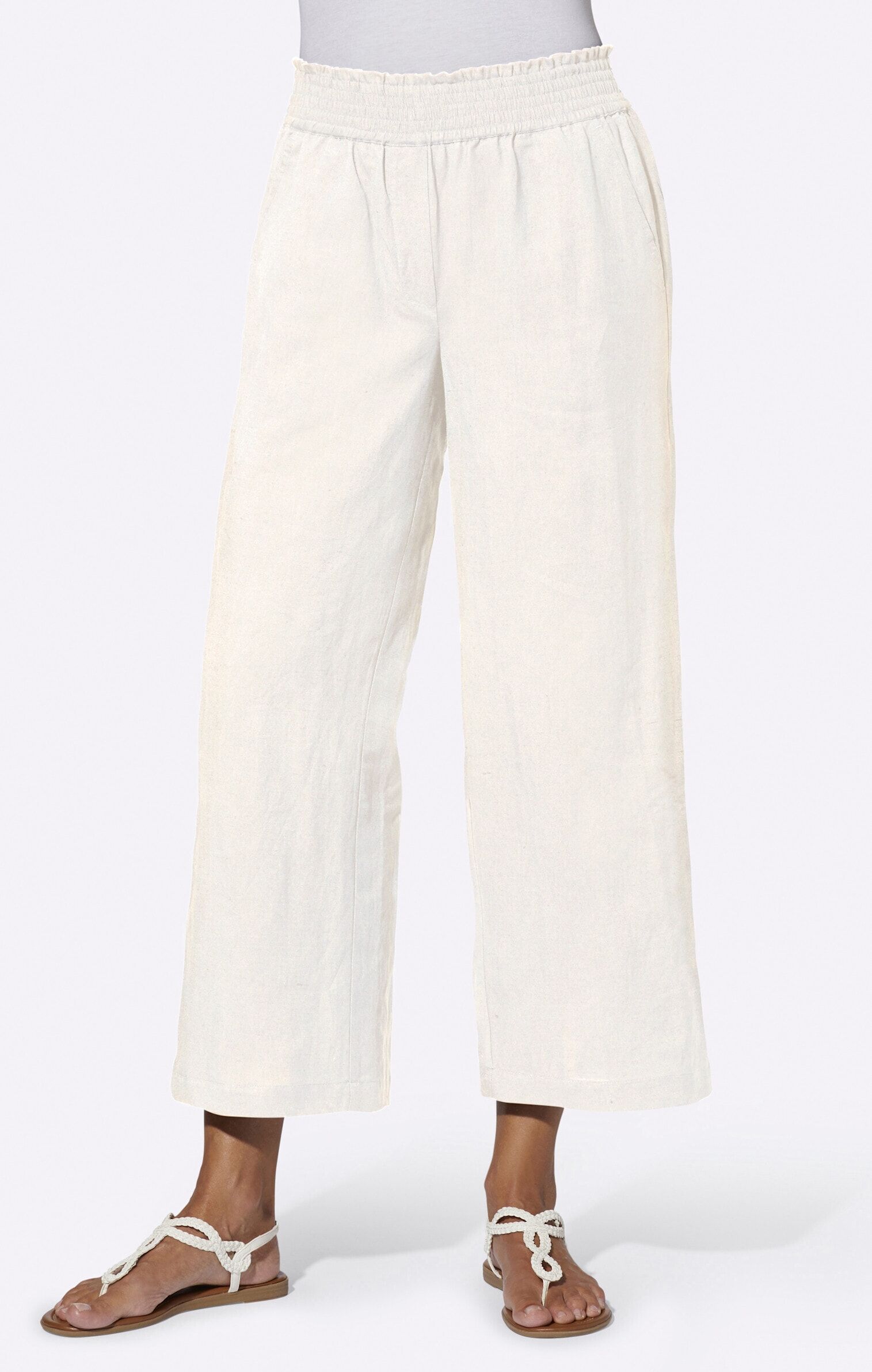 Culotte WITT "Culotte Culotte mit Leinen-Anteil", Damen, Gr. 38, N-Gr, weiß (ecru), Sportlich, weit, Hosen Culotte
