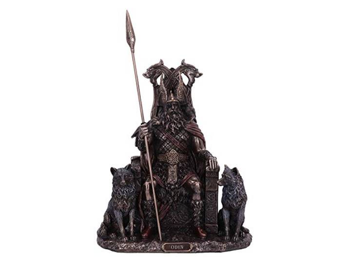 Nemesis Now Bronzen Odin Alle Vader Wolven en Troon Beeldje, 22cm