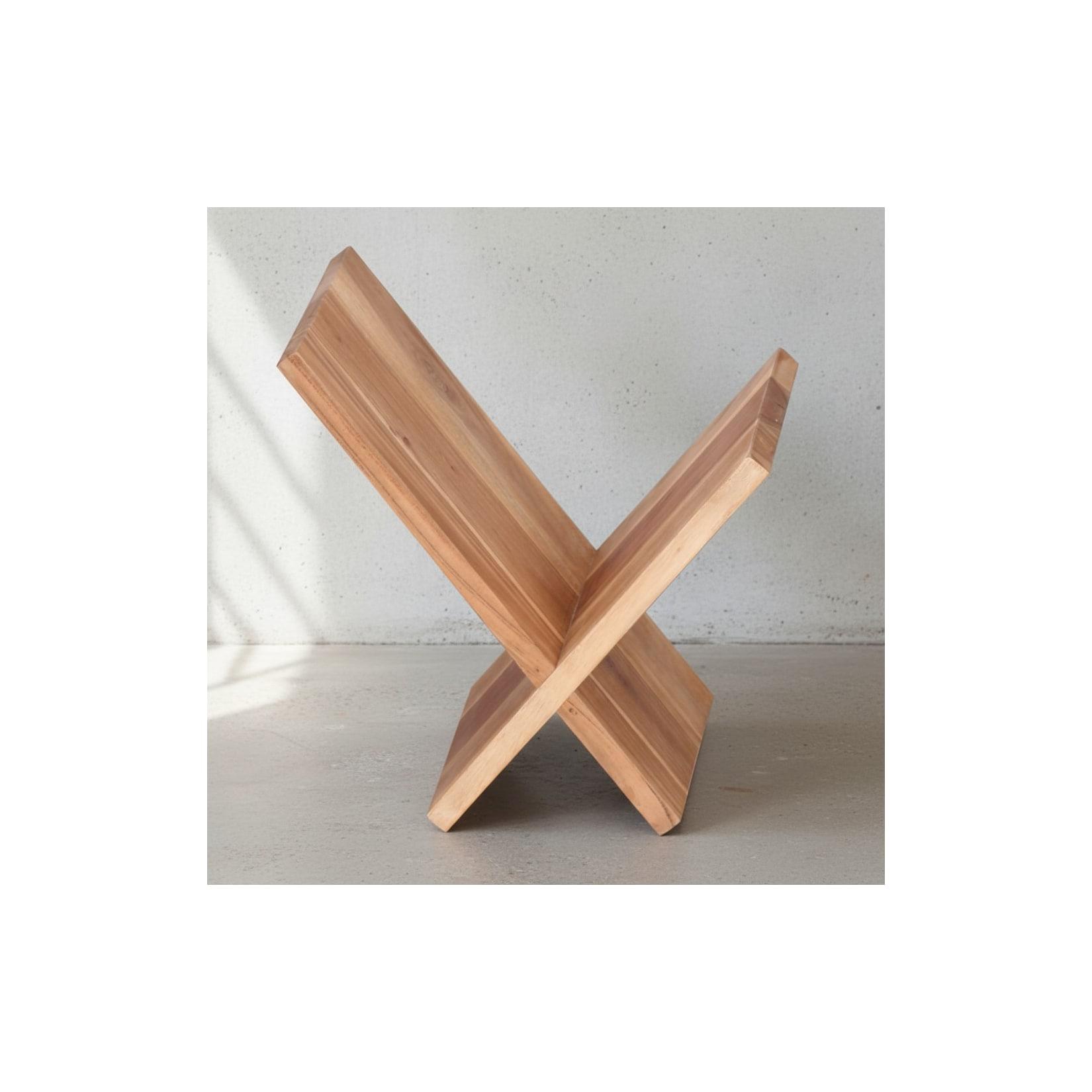 KADIMA DESIGN Zeitungsständer NAKO Massiv: Handgefertigt, X-Form, Sheeshamholz, pflegeleicht