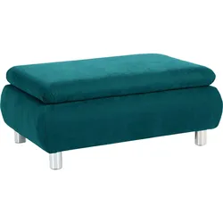 HOCKER Kaye Bezug Veloursstoff Metallfuß verchromt / petrol