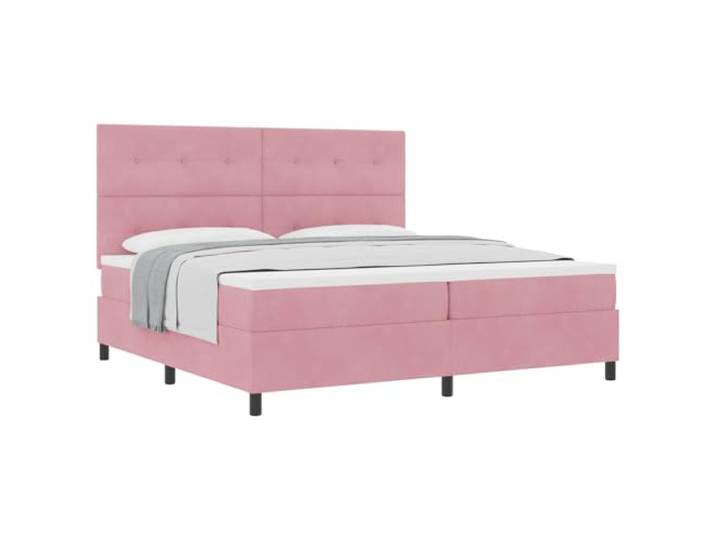 Boxspringbett mit Matratze und verstellbarem Kopfteil Rosa 200x200 cm Samt