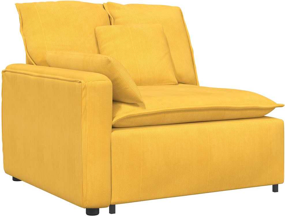 Modulares Sofa Endmodul mit Armlehne Kissen Hellgelb 100 cm