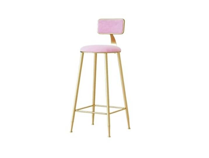 Höhenhocker Samt-Sitzfläche, Barhocker, Eisen, Rosa, Hochstuhl(Mittel)