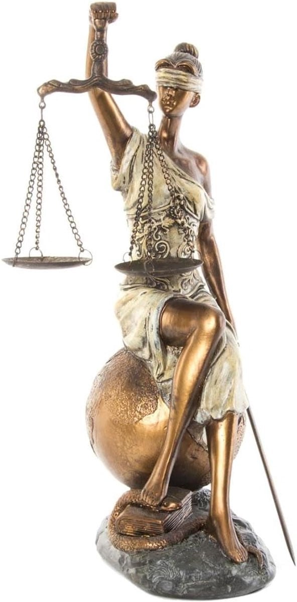 Handgemaakt Hars Beeld van de Godin van Gerechtigheid - Zittende Justitie voor Kantoordecoratie