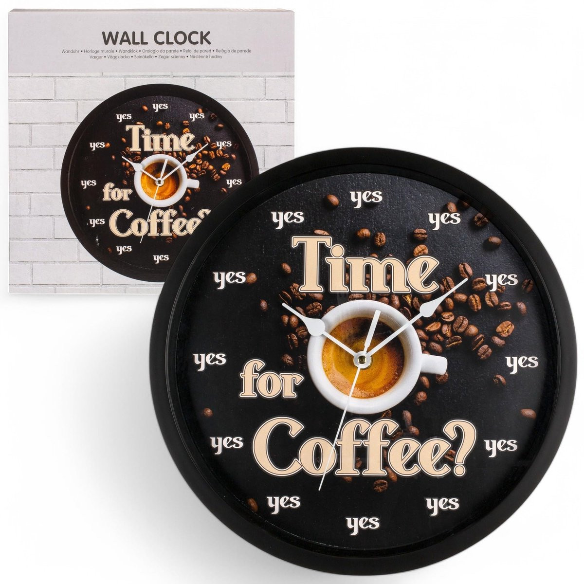 Store_7 Wandklok Tijd voor Koffie met Grappige Designwijzerplaat Ø 29 cm