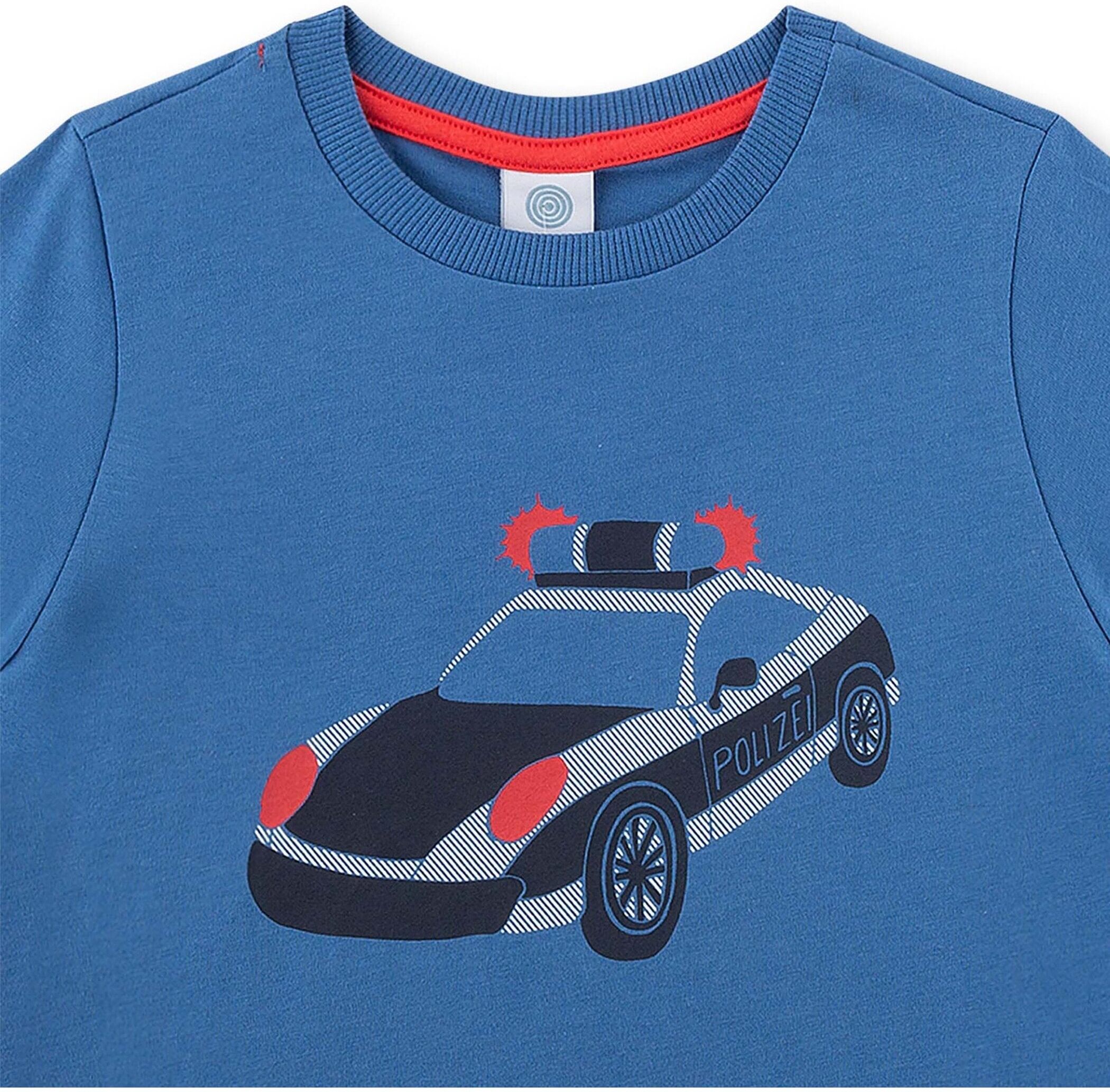 Schlafanzug SANETTA "Pyjama Schlafanzug Polizei kurz Kids", Jungen, Gr. 140, blau, Obermaterial: 100% Baumwolle CO., Homewear-Sets Schlafanzug