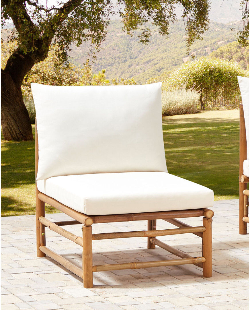 Beliani CERRETO Outdoor Armless Lounge Chair with Cushions Off White 80cm H X 54cm W X 67cm D