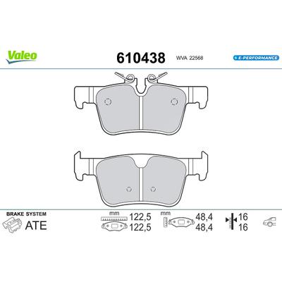 Valeo Bremsbelagsatz, Scheibenbremse [Hersteller-Nr. 610438] für Volvo