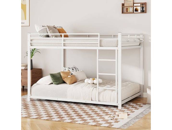 Lit superposé pour Enfant 140×200 lit en Fer lit superposé de Forme Classique Blanc (Hors Matelas)