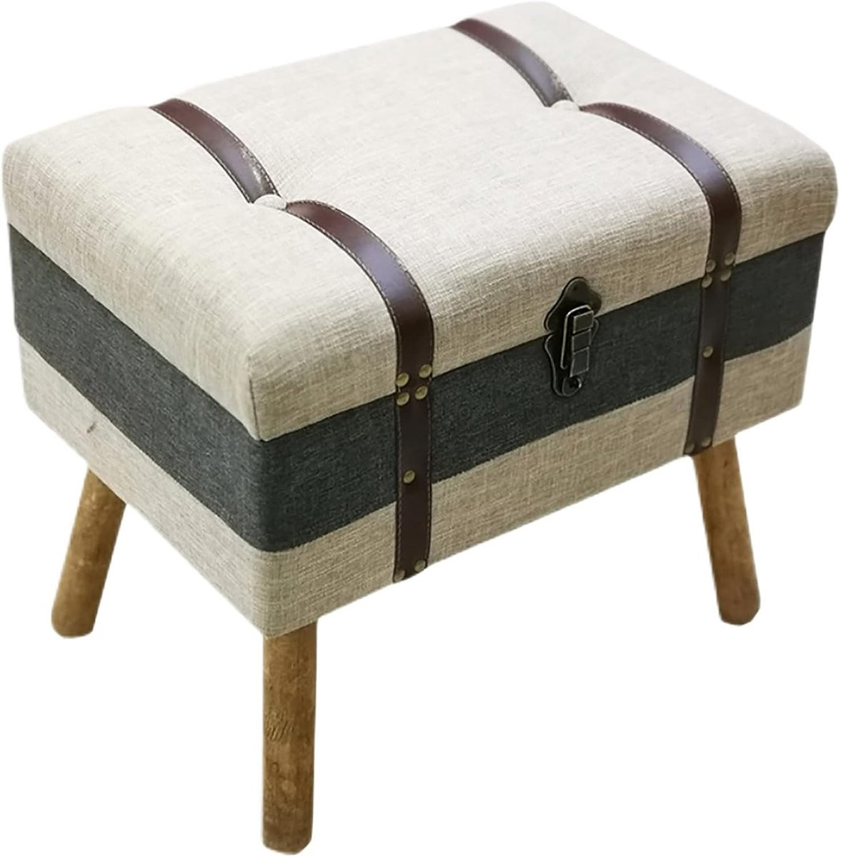 Bruine Opberg Poef Ottomaanse Kruk met Verborgen Opbergruimte B: 50 cm, D: 35 cm, H: 45 cm