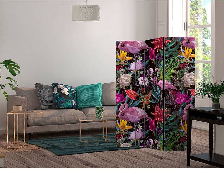 Paravent Colorful Exotic 1-seitig Vlies auf Kiefer Massiv Multicolor 135 x 172cm