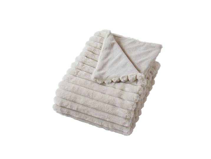 Couverture imitation fourrure et flanelle flanelle/fourrure beige