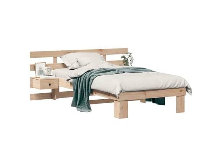 PUGYNBK Bettgestell Braun 80 x 200 cm Kiefer massiv Lattenrost ohne Lattenrost, einfache Montage, robuste Verarbeitung, moderner Stil für Schlafzimmer