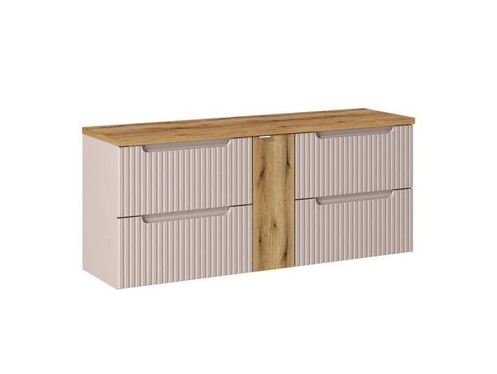 Petits-meubles Waschtischunterschrank 140.4cm Riva Kaschmir, Holzwerkstoff, 140.4x59x40 cm, Badezimmer, Badezimmerschränke, Badezimmer-Unterschränke