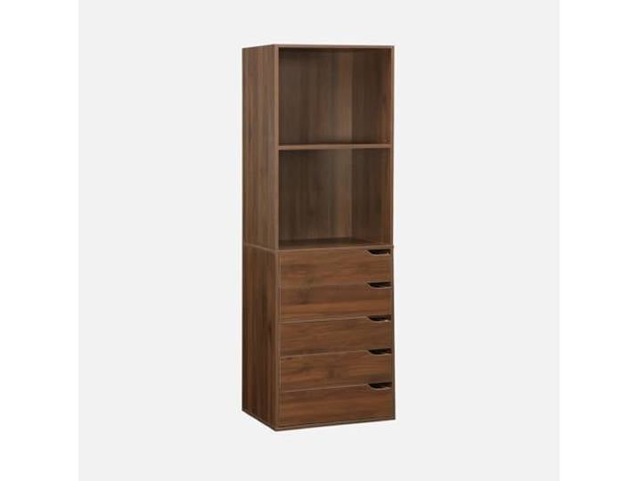 sweeek - Module dressing avec 5 tiroirs et 2 étagères. noyer. panneaux stratifiés