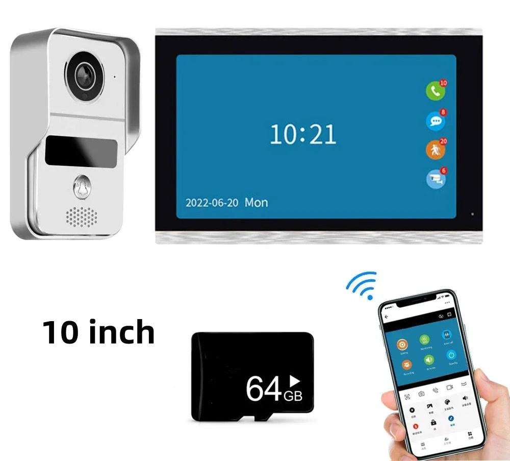 Selius Slimme Video Deurbel met 7-Inch Touchscreen en Draadloze Video Intercom