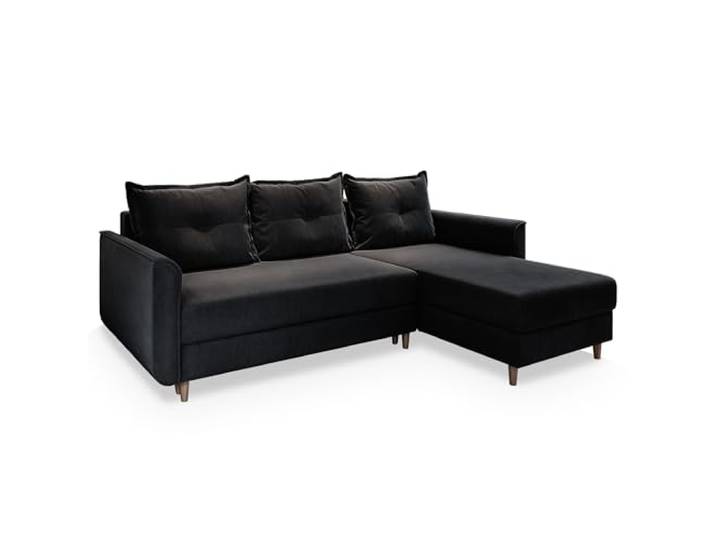 Masseno Ecksofa PISAN R-S mit Schlaffunktion L-Form, Sofa mit Bettkasten, Wohnzimmersofa, Couch, Soffa, Bettsofa, Couchgarnitur- Schwarz, Kronos 07