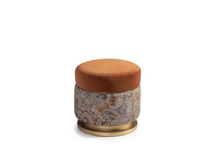 JVmoebel Pouf Moderner runder Hocker in Orange aus Holz und Textil mit Polsterung (1-St., Puff), Made in Europa