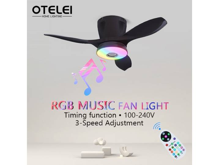 RGB ventilateur de plafond lumière télécommande Bluetooth haut-parleur ventilateurs de maison cuisine salon chambre décor lumière intérieure ventilateur LED lampe