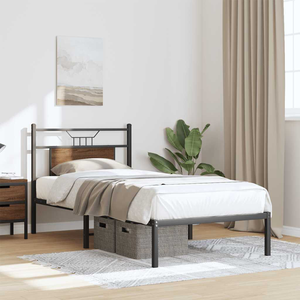 Borough Wharf Bed Frame Without Mattress Engineered Wood Brown Oak European Single (90 x 200cm)