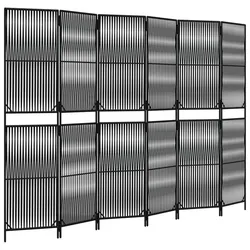 vidaXL Paravent 6-tlg. Schwarz Poly Rattan