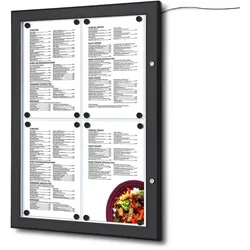 MenüKasten Outdoor Schwarz 4x DIN A4 LED