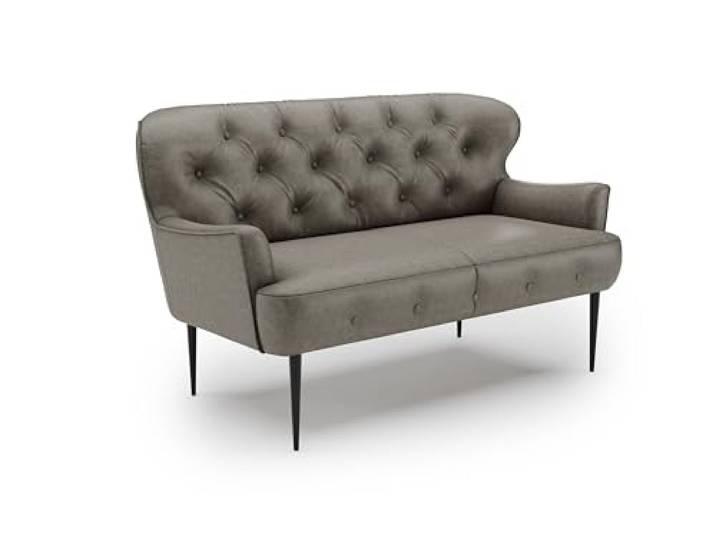 CAVADORE 2-Sitzer Küchensofa Amba, Trendige Sitzbank für Küche oder Esszimmer / 153 x 97 x 87 / Hochwertiges Mikrofaser: Graubraun