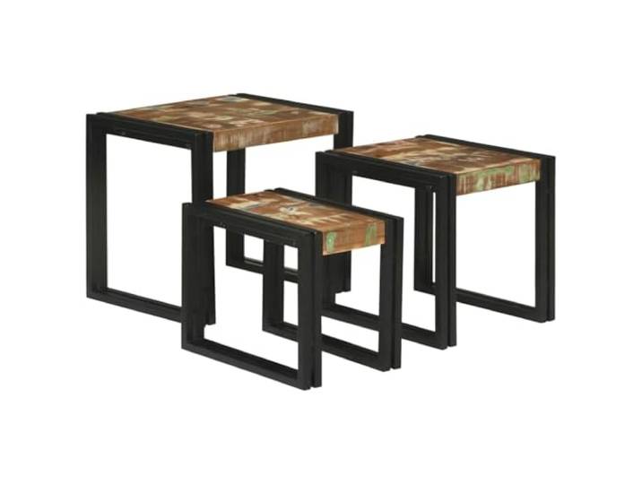 IBUQDDV Nestingtisch 3 STK. Braun und Schwarz 50 x 40 x 45 cm Industriedesign, ineinanderstellbar, platzsparend, vielseitig als Couchtisch oder Beistelltisch, einfache Montage