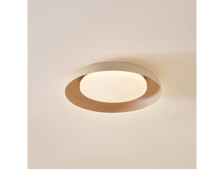 Florie LED Deckenleuchte Beige - Lindby - Wohnzimmer - Modern - Kunststoff - Bündig